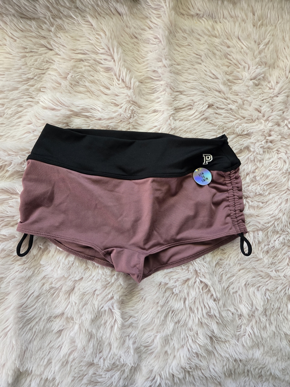 PINK Victoria's Secret Mauve and Black Swim Shorts